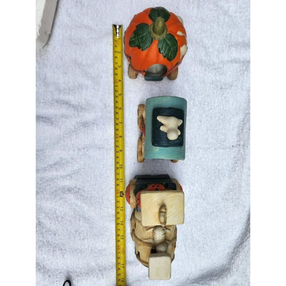 Vintage 90s Halloween train set 3 Pc Lighted Eerie Express decor Spooky pumpkin